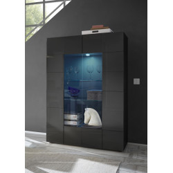 Vitrine moderne laquée gris brillant Milenor