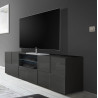 Meuble TV moderne 181 cm laqué gris brillant Milenor