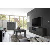 Meuble TV moderne 181 cm laqué gris brillant Milenor