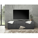 Meuble TV moderne 181 cm gris laqué brillant Larissa