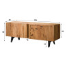 Meuble TV style nature 135 cm en acacia massif naturel Brunia