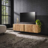 Meuble TV suspendu style nature 150 cm en acacia massif naturel Bru...