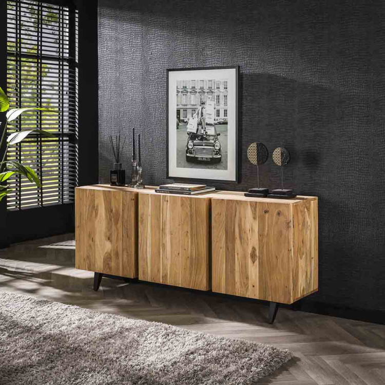 Buffet/bahut style naturel 180 cm en acacia massif naturel Brunia