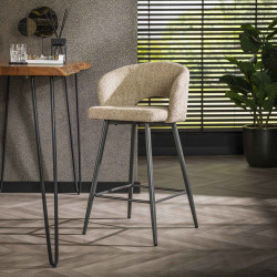 Tabouret de bar moderne en tissu bouclé Clelia (lot de 2)