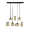 Suspension vintage 7 lampes en verre ambré Ibiza