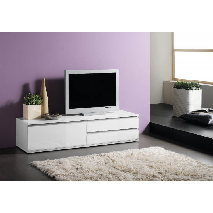 Meuble TV design laqué blanc Missy