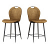 Tabouret de brasserie en tissu cognac Cathy (lot de 2)