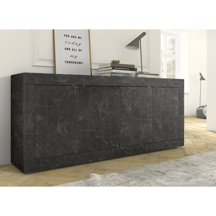 Buffet/bahut moderne 207 cm noir marbré Agathe