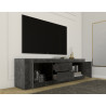 Meuble TV moderne 210 cm noir marbré Agathe