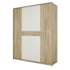 Armoire contemporaine 4 portes chêne clair/blanc Clermont