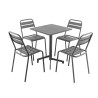 Ensemble table et 4 chaises de restaurant en métal anthracite Bastien