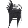 Fauteuil de brasserie empilable en polypropylène noir Marius