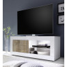 Meuble TV moderne 140 cm blanc/chêne pero Agathe