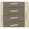 Commode contemporaine 2 portes/5 tiroirs chêne clair/gris Fairmont