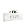 Buffet/bahut moderne 2 portes/4 tiroirs laqué blanc brillant Orlane