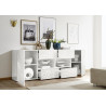 Buffet/bahut moderne 2 portes/4 tiroirs laqué blanc brillant Orlane