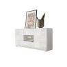 Buffet/bahut moderne 2 portes/2 tiroirs laqué blanc brillant Orlane