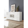 Buffet/bahut moderne 2 portes/2 tiroirs laqué blanc brillant Orlane