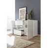 Buffet/bahut moderne 2 portes/2 tiroirs laqué blanc brillant Orlane