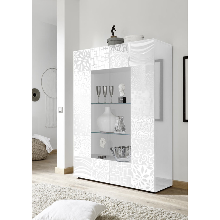 Vitrine moderne laquée blanc brillant Orlane