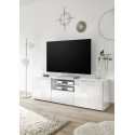 Meuble TV moderne 181 cm laqué blanc brillant Orlane