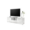 Meuble TV moderne 181 cm laqué blanc brillant Orlane