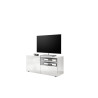 Meuble TV moderne 122 cm laqué blanc brillant Orlane