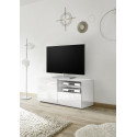 Meuble TV moderne 122 cm laqué blanc brillant Orlane