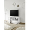 Meuble TV moderne 122 cm laqué blanc brillant Orlane