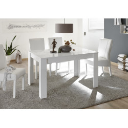 Table de salle à manger moderne laquée blanc brillant Orlane