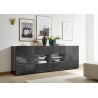 Buffet/bahut moderne 2 portes/4 tiroirs laqué gris brillant Orlane