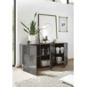 Buffet/bahut moderne 3 portes laqué gris brillant Orlane