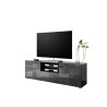 Meuble TV moderne 181 cm laqué gris brillant Orlane