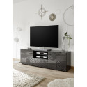 Meuble TV moderne 181 cm laqué gris brillant Orlane