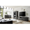 Meuble TV moderne 181 cm laqué gris brillant Orlane