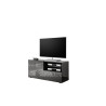 Meuble TV moderne 122 cm laqué gris brillant Orlane