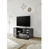 Meuble TV moderne 122 cm laqué gris brillant Orlane