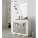 Buffet/bahut contemporain 110 cm blanc laqué/béton Luciana