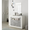 Buffet/bahut contemporain 110 cm blanc laqué/béton Luciana