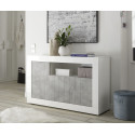 Buffet/bahut contemporain 138 cm blanc laqué/béton Luciana