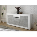 Buffet/bahut contemporain 184 cm blanc laqué/béton Luciana