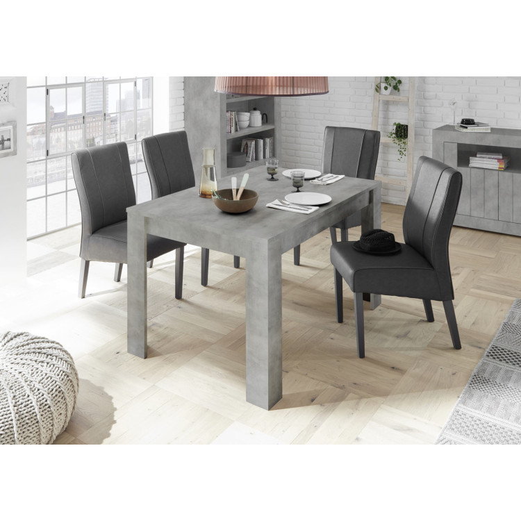 Table de salle à manger extensible contemporaine gris béton Luciana