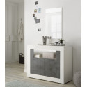 Buffet/bahut contemporain 110 cm blanc laqué/oxyde Luciana