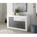 Buffet/bahut contemporain 138 cm blanc laqué/oxyde Luciana