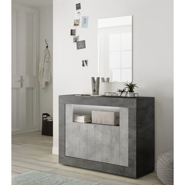 Buffet/bahut contemporain 110 cm oxyde/béton Luciana