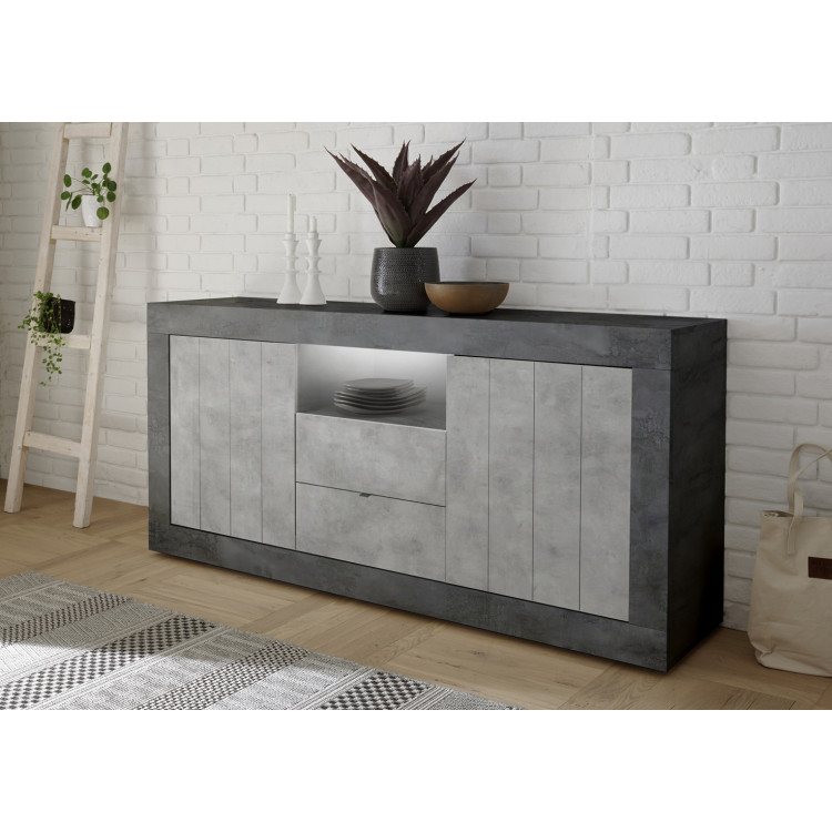 Buffet/bahut contemporain 184 cm oxyde/béton Luciana