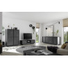 Meuble TV moderne 139 cm noir marbré Carrat