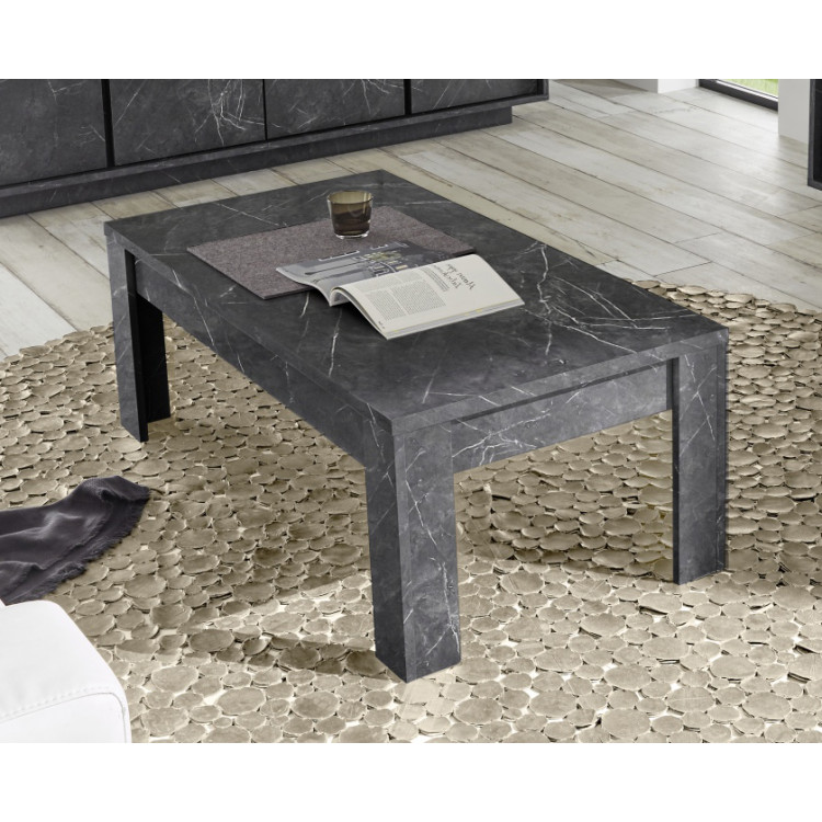 Table basse rectangulaire moderne noir marbré Carrat