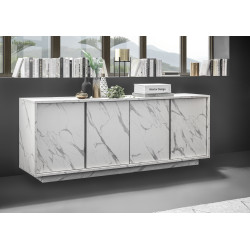 Buffet/bahut moderne 180 cm blanc marbré Carrat