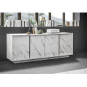 Buffet/bahut moderne 180 cm blanc marbré Carrat